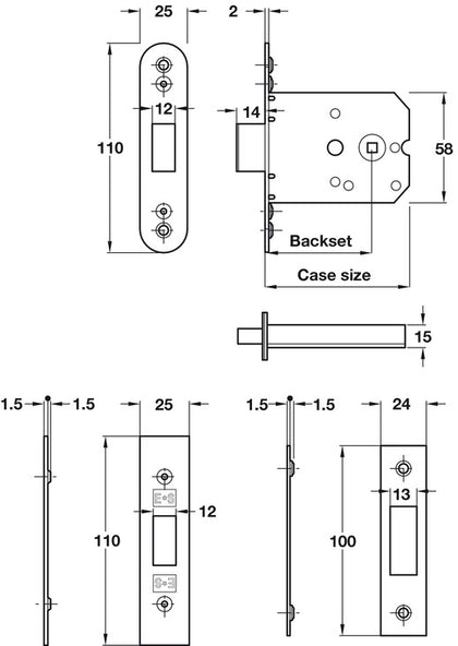 Mortice Box Deadbolt 57mm EB