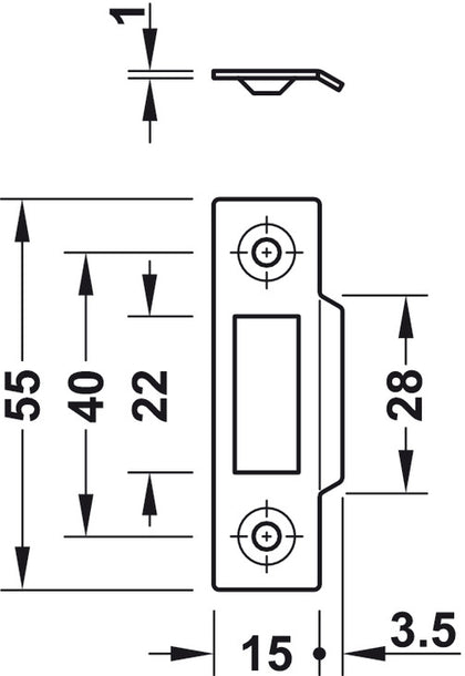 Striking Plate 55x15x3mm St NP