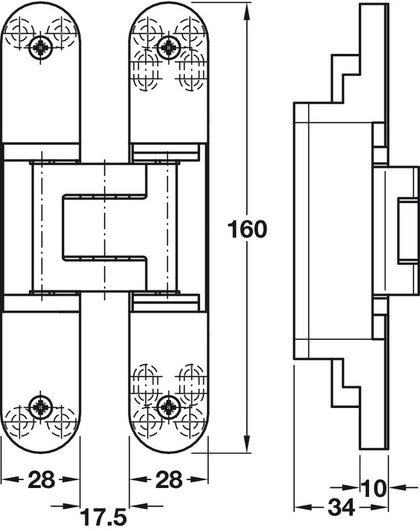 Tectus TE340 3D FR 180D Hinge M.Blk