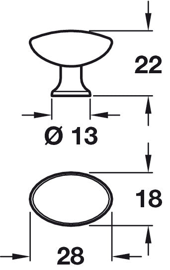 Pearl Knob Pol Chrome 28x18x22mm