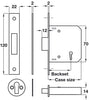 Deadlock+Keys 3 Lvr Mortice 47/66mm NP