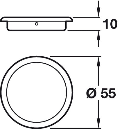 Inset Hdl Steel Pol Nkl Plt/Matt D55mm