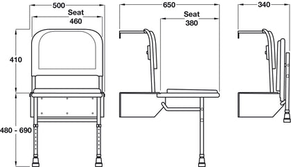 Nyma Doc M Shower Seat w Legs Wht/Grey