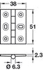 Butt Hinge Sqr 51x38mm Brass SN