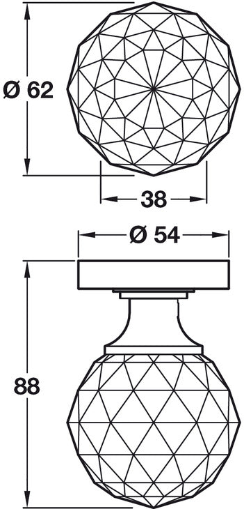 Crystal Effect Dr Knob D62x88mm Brass PC