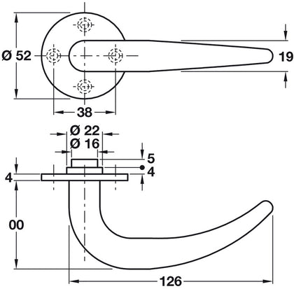 Tusk Lever Hdls/Rose 316 PSS