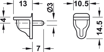 Shelf Support D3mm Plug Galv Trans CLR