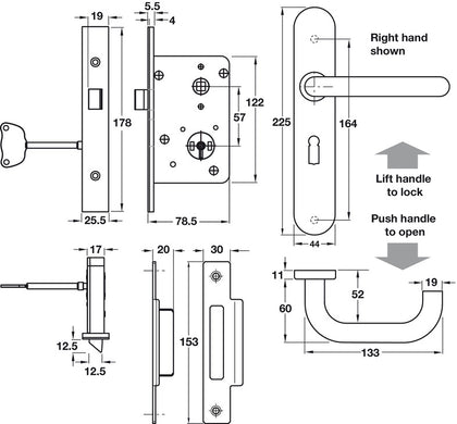 Nat Key Scheme-Toilet Lock Set LH 316 SS