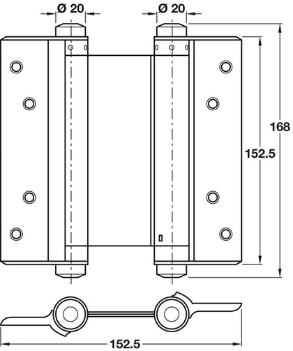 Spring Hinge Dbl Act 152.5x152.5mm SSS