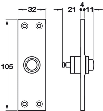 Bell Push 105x32mm Mal Iron Blk