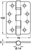 Butt Hinge BB Rad 102x76mm 201 SSS