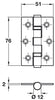 Butt Hinge 2BB Sqr 76x51mm Steel SN