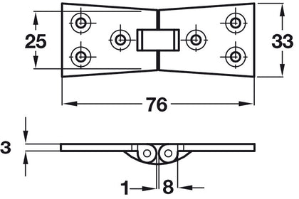Counterflap Butt Hinge 76x25mm Brs PB