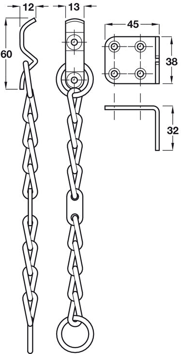 Security Door Chain Brass CP