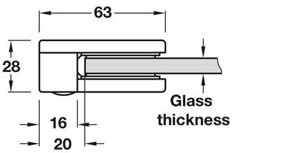 Glass Holder 63x28mm ZA PVD SS Col