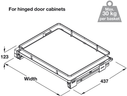 Hafele PO Basket Set 500mm White/Chrome