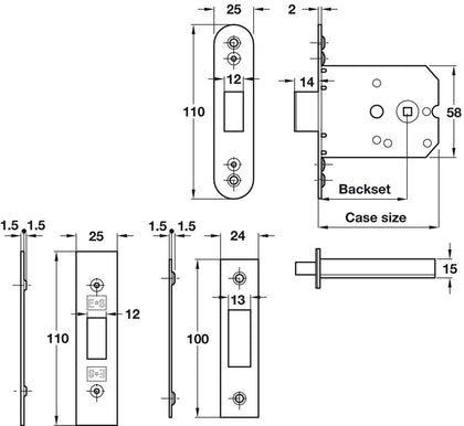 Mortice Box Deadbolt 57/77mm SC