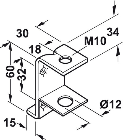 Screw-On Bracket M10 SF 130kg Galv St