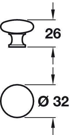 Oriel Knob ZA SS Effect D32x26mm