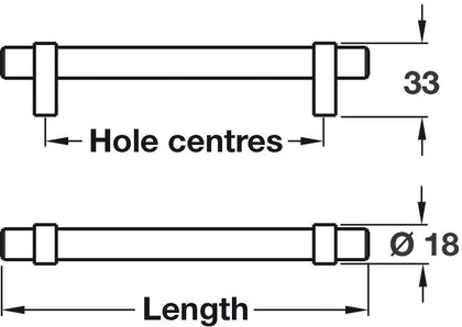 Pimlico Bar Hdl St/ZA SSE D18x384mm cc