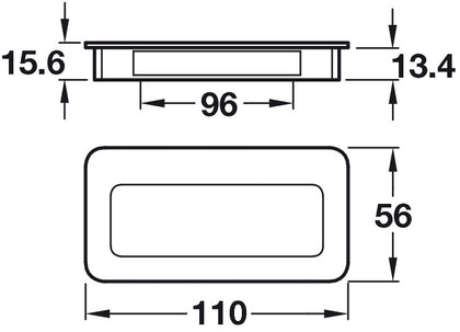 Inset Hdl ZA Matt Chr 110x56mm 96mm cc