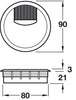 Cable Outlet 2prt D80x24mm Pl SS Col