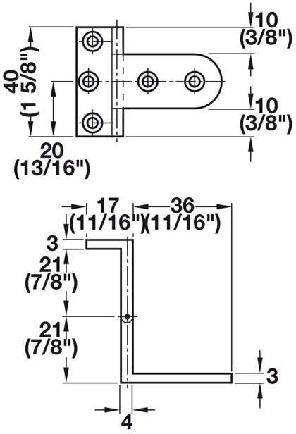 Neuform Hinge 40mm 19-20mm Brass Pol