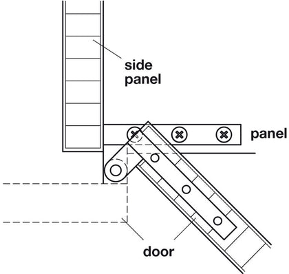 Corner Pivot Hinge wo Stop 70mm Brs Matt