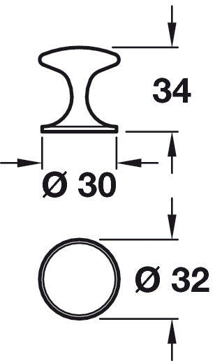 Chloeu Knob Brass Brushed D32x34mm