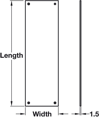 Push Plate Sqr Corner 325x75mm SSS