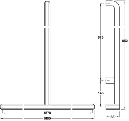 PBA ProCAP T Grab Rail D35x852mm Wht