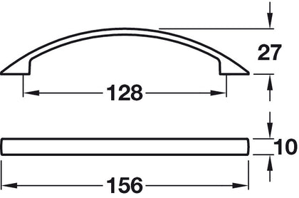 Mitford Pull Handle ZA Bru Nkl 128mm cc