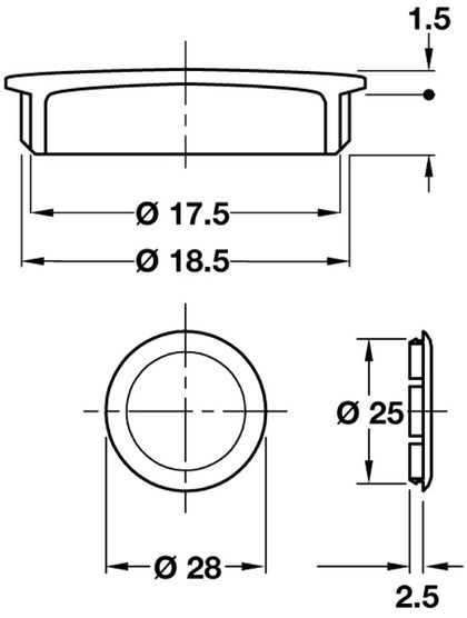 Traser-6+8 Cover Cap D25mm Pl Nkl