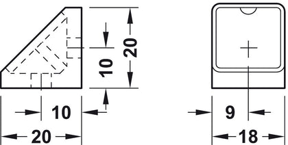 Mini Corner Connector 21x18mm Dark Brown
