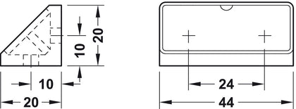 Mini Corner Connector 21x44mm Beige