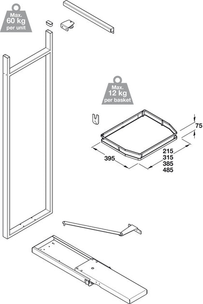 Hafele SO Larder Set Full 400/1750mm