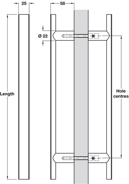 D Sec Pull Hdls B2B 300mm cc 316 PVD SC