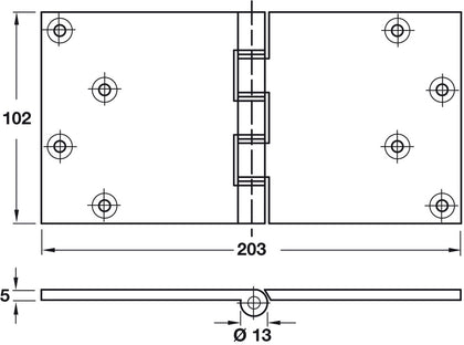 Butt Hinge Proj DPBW 102x203mm Brs Self