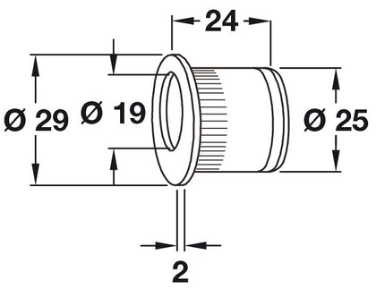 Pocket Door Flush Hdl D25/29x24mm Brs PB
