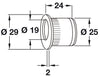 Pocket Door Flush Hdl D25/29x24mm Brs PC