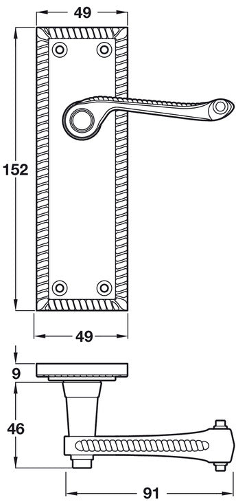 Georgian Lvr Hdls/Long Plt Lock PC CLR