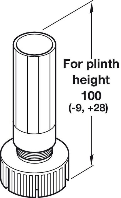 Plinth Foot+Shaft Tube 100mm Pl Black