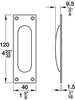 FSB Flush Pull Hdl Sqr 120x40mm 304 SSS