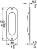 FSB Flush Pull Hdl Rnd 120x40mm Alu Slv