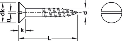 Wood Scr Sgl Slot Prt Csk D2.5x20mm BBrs