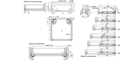 Hafele Con UM DrwRun SC Full 30kg 350mm