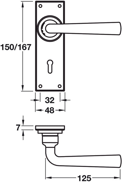 Olympia Lever Hdls/Plt WC Lock Pewter