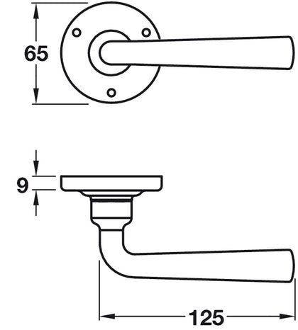 Olympia Lever Hdls/Rose D65mm Pewter