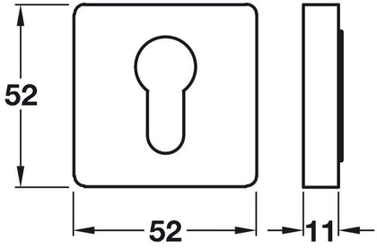 RO11 Escutcheons 52x52mm Pro Cyl ZA Blk