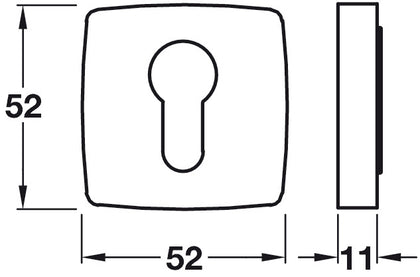 RO13 Escutcheons 52x52mm Pro Cyl ZA AB